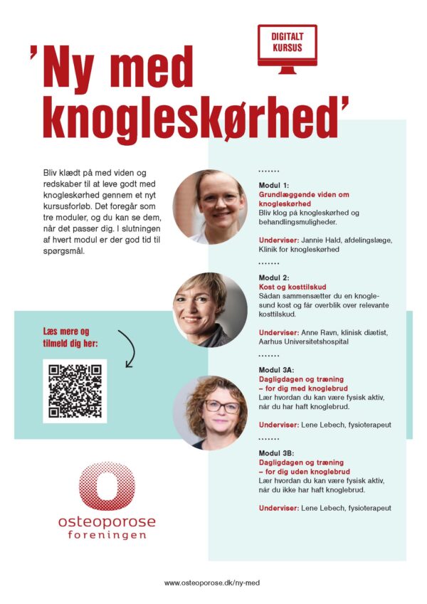 Flyer: Digitalt kursus 'Ny med knogleskørhed'